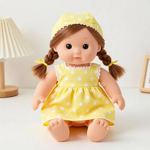 Yellow Polka Dot Plush Rag Doll