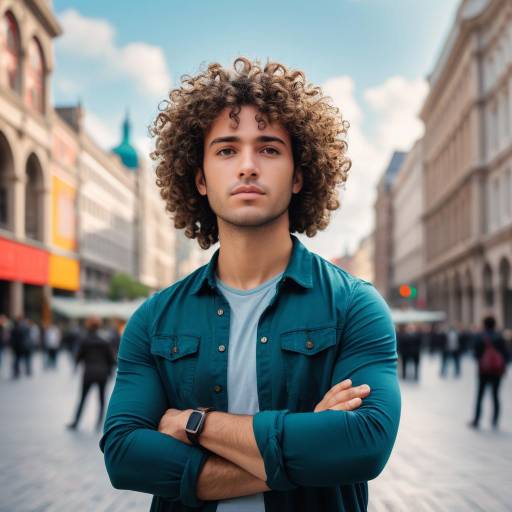 Confident Man in Vibrant City Square Confident Man in Vibrant City Square