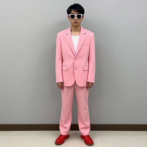Realistic Male in Pink Blazer Outfit