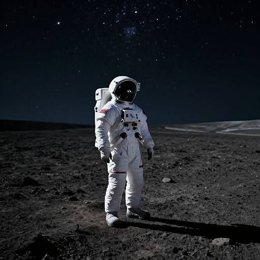 Solitary Astronaut on Barren Moon