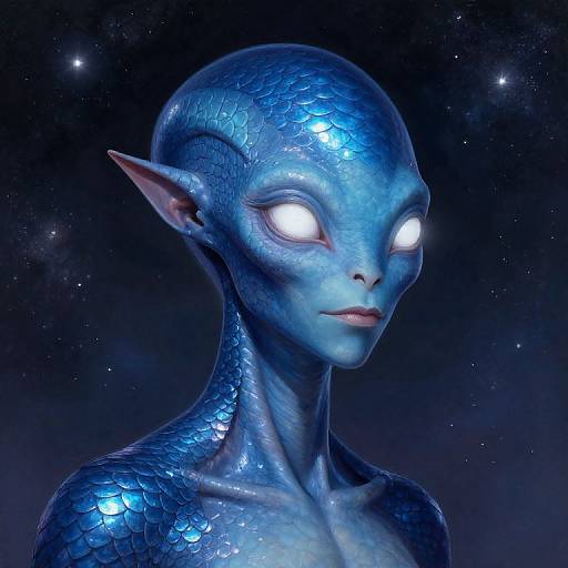 Ultra-Realistic Blue Alien Portrait