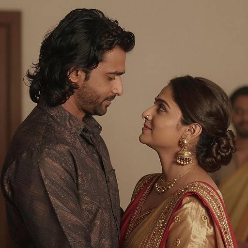 Intimate Embrace of an Indian Couple