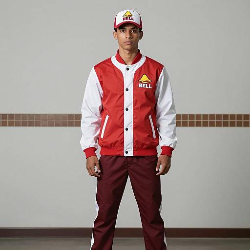 Young Man in Taco Bell Sports Jacket and Cap