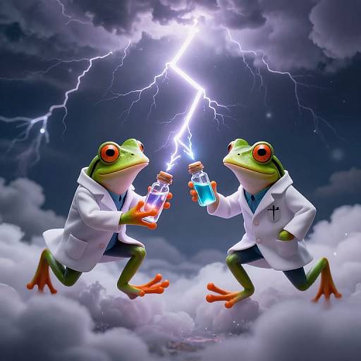 Frogs in Lab Coats with Storm Vials