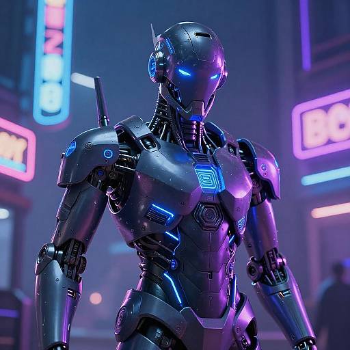 Futuristic Cyborg in Neon Cyberpunk Style