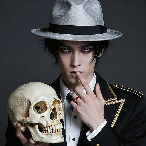Mysterious Man with Skull and Fedora