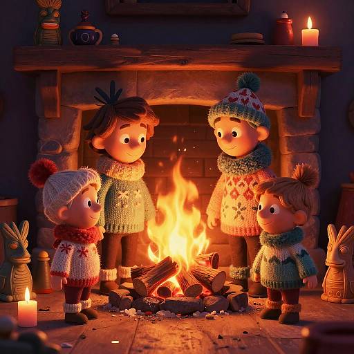 Cozy Rankin Bass Holiday Fireplace Scene