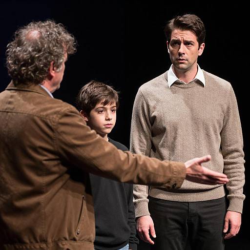 Three People in Dimly Lit Room
