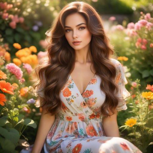 Elegant Woman in Floral Summer Garden Elegant Woman in Floral Summer Garden