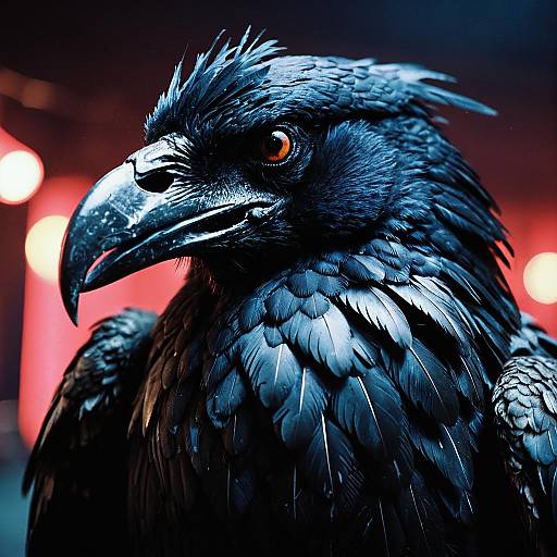 Close-up of Dark Jagged Feathered Raven Monster