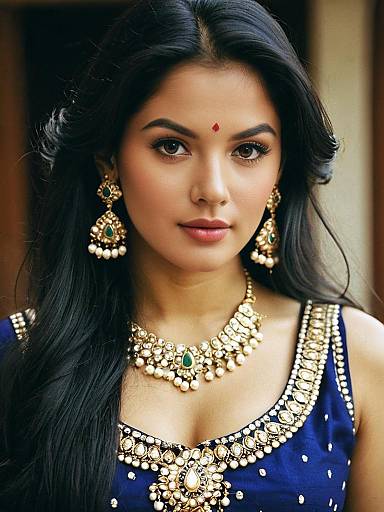 Elegant South Asian Woman in Traditional Jewelry