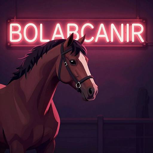 Neon Glowing Horse Illustration