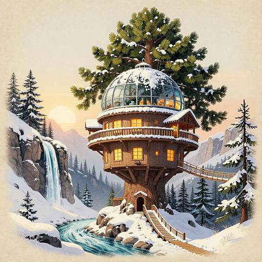 Fir Tree Observatory Teahouse at Sunrise