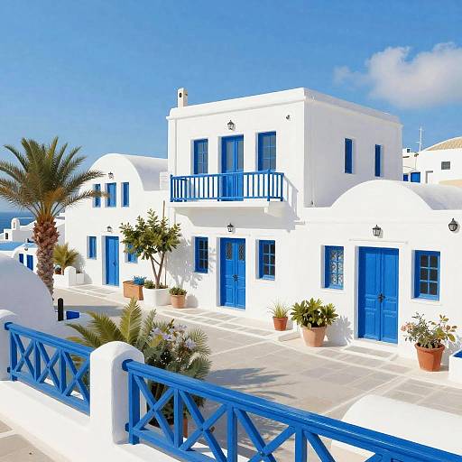 Sunlit Mediterranean Village Scene