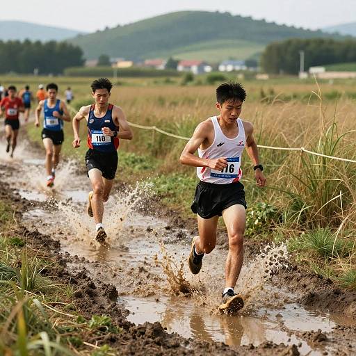 Dynamic Crosslauf Race in Muddy Terrain