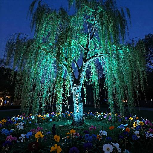 Luminous Willow in Moonlit Glade