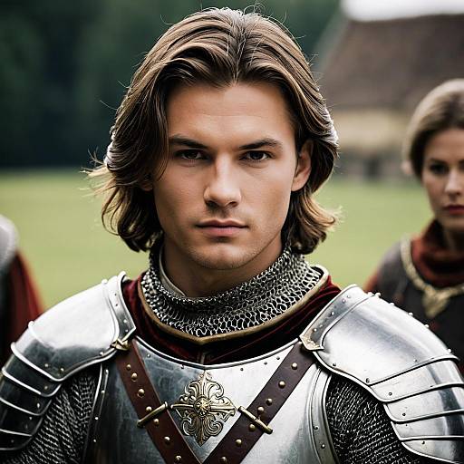 Portrait of Young Medieval Knight in Armor