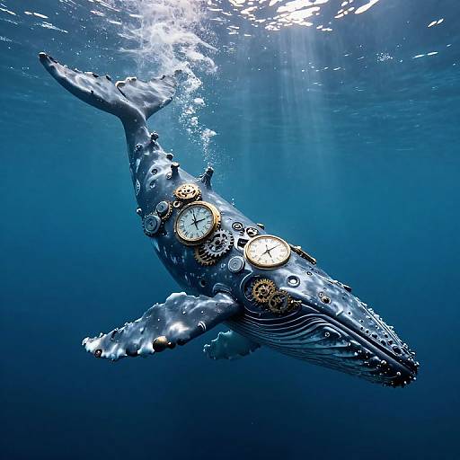 Clockwork Whale Swimming Through Time