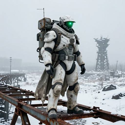 Futuristic Survivor on Abandoned Bridge