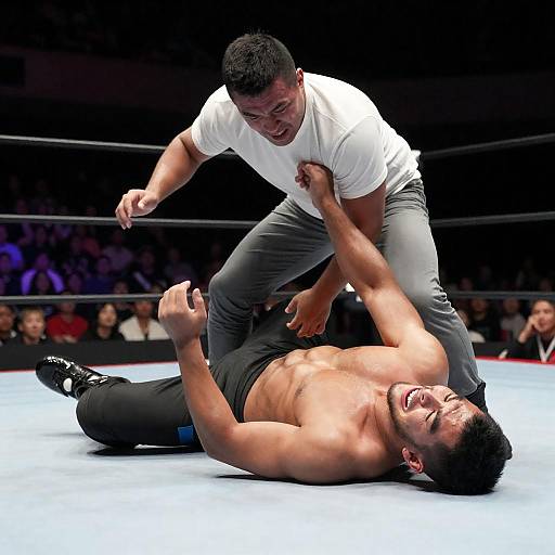 Intense Wrestling Match in Action