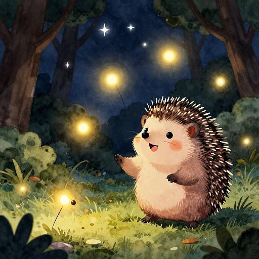 Magical Hedgehog Juggling Fireflies
