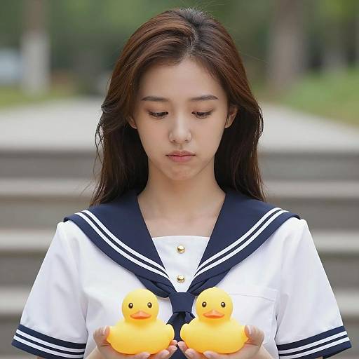 Serene Moment with Yellow Rubber Ducks
