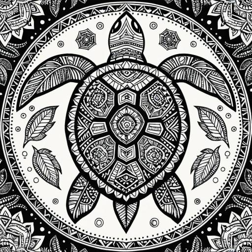 Vibrant Turtle Mandala Line Art Vibrant Turtle Mandala Line Art