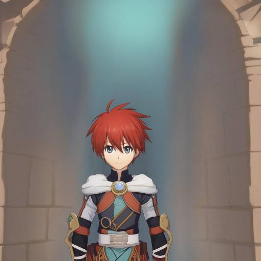 Illustration of Adol christin, ys in the style of Takeda yukimura