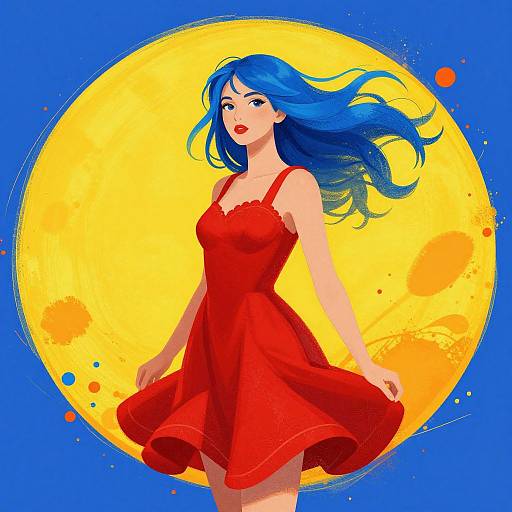 Surreal Woman with Blue Hair