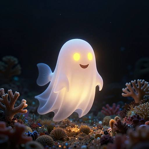 Ghostly Lantern-Fish Bioluminescence Scene