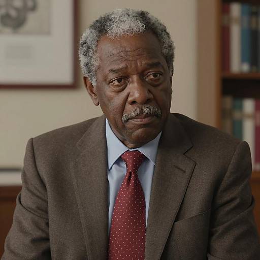 Middle-aged Black Man in Brown Suit with Red Tie
