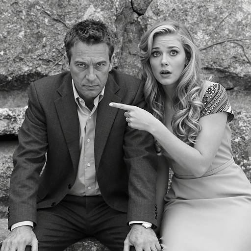 Dynamic Black and White Portrait of Couple