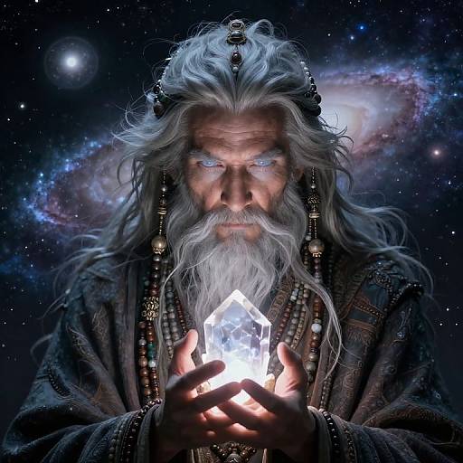 Cosmic Sage with Luminescent Crystal