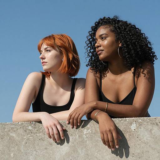Women Leaning on Concrete Wall