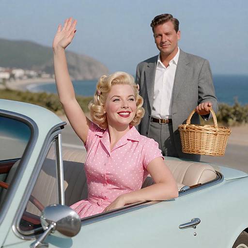 1950s Style Couple by Coastal Road