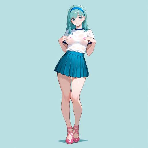 Young Lady with Teal Hair and Smile Young Lady with Teal Hair and Smile