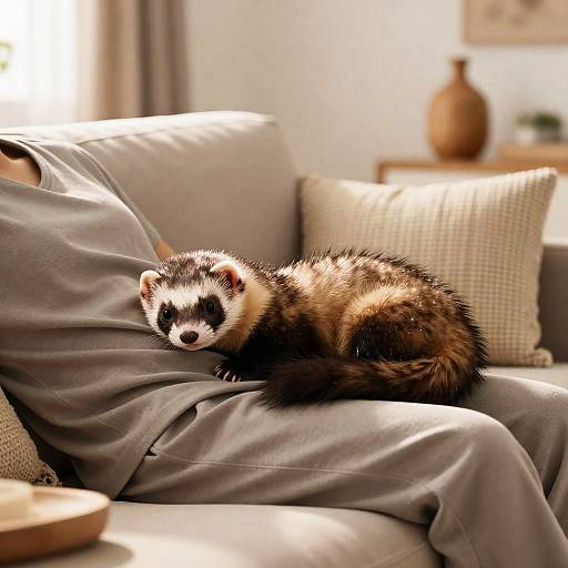 Cozy Ferret Nap in Stylish Home