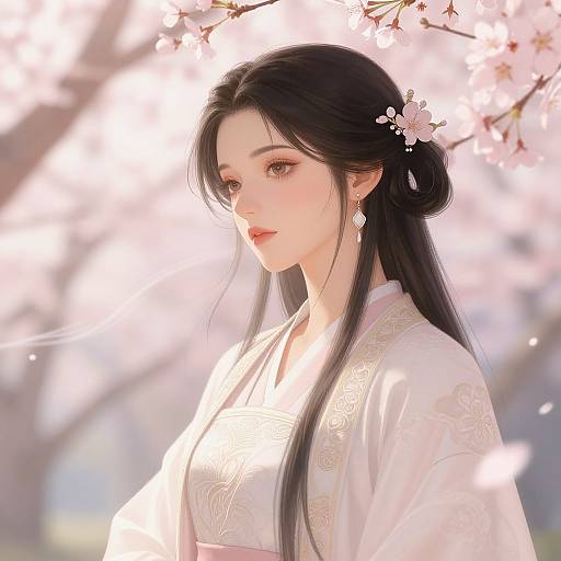 Serene Feminine Drake Amid Cherry Blossoms
