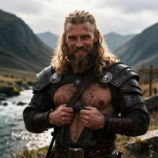 Realistic Viking Warrior Close-Up