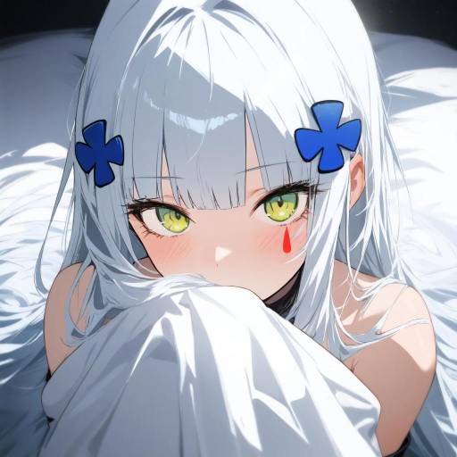 Anime Girl with Green Eyes and Long Hair