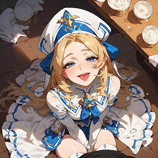 Drunk Priestess Girl Sitting Above