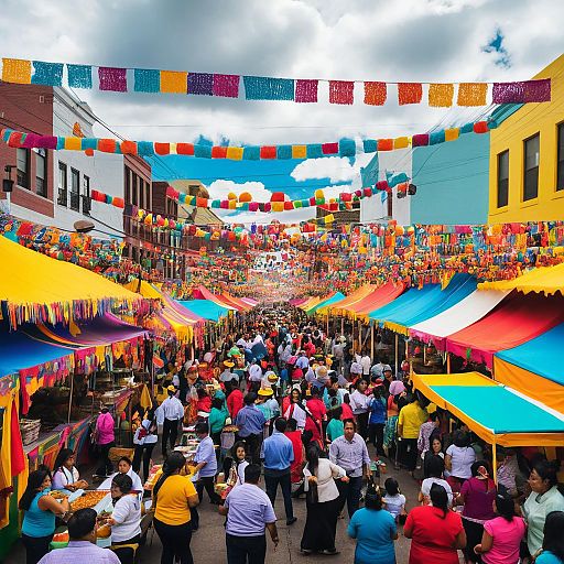 Colorful Mexican Market Street Festival