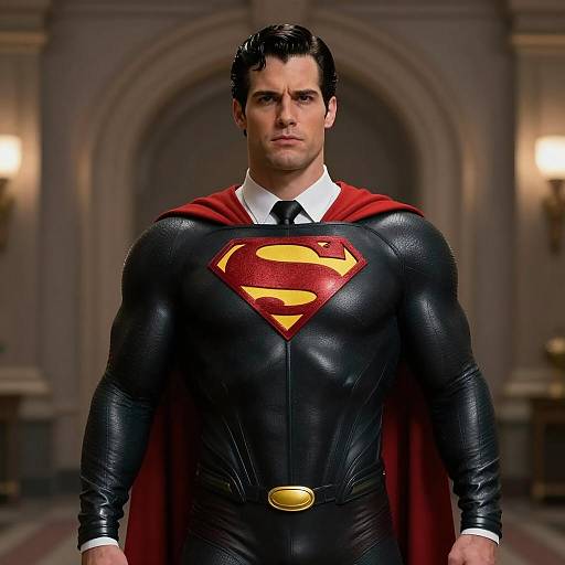 Superman in Black Leather Suit