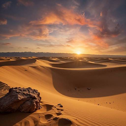 Golden Sunset Over Expansive Desert