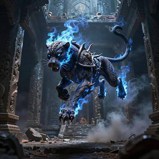 Ethereal Demon Panther in Ruins
