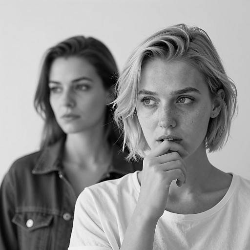Black and White Portrait of Two Women