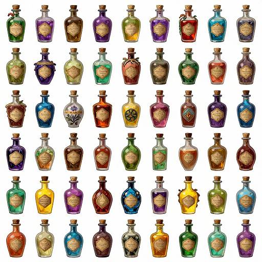 Hand-Painted Potion Bottle Grid