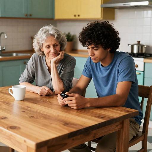 Two People in a Cozy Kitchen Setting