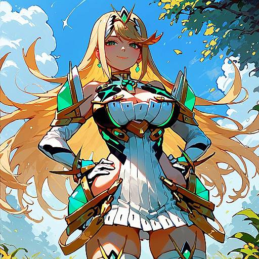 Mythra in Armor: Outdoor Cowboy Shot