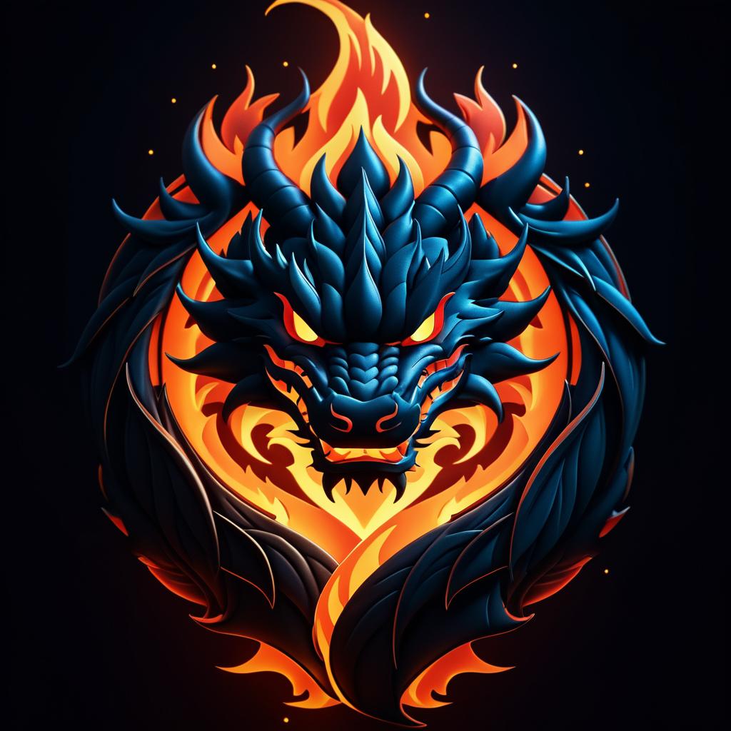 Symmetrical Dragon Logo in Miyazaki Style